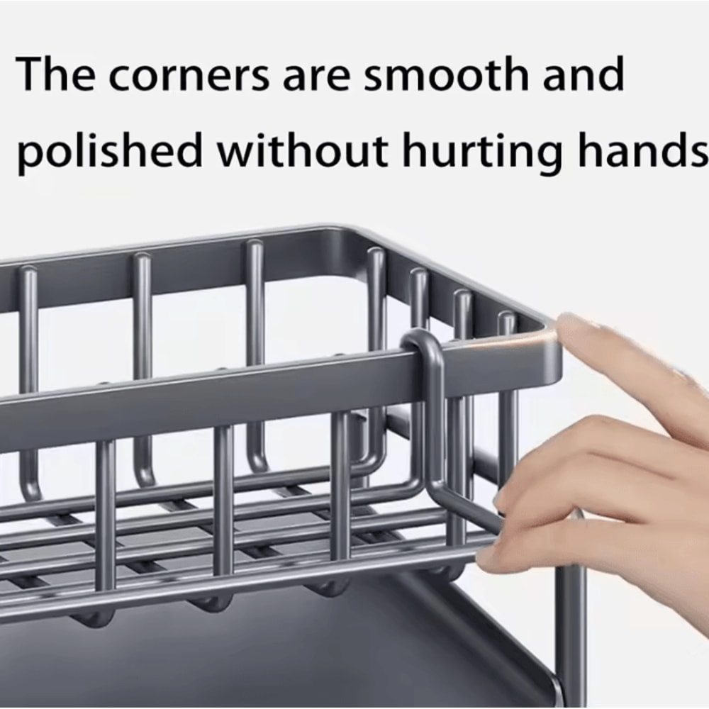 Carbon Steel Kitchen Sink Organizer With SelfDraining Water Tray 4