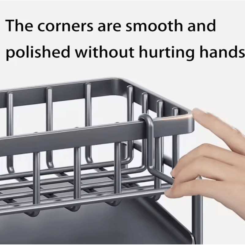 Carbon Steel Kitchen Sink Organizer With SelfDraining Water Tray 4