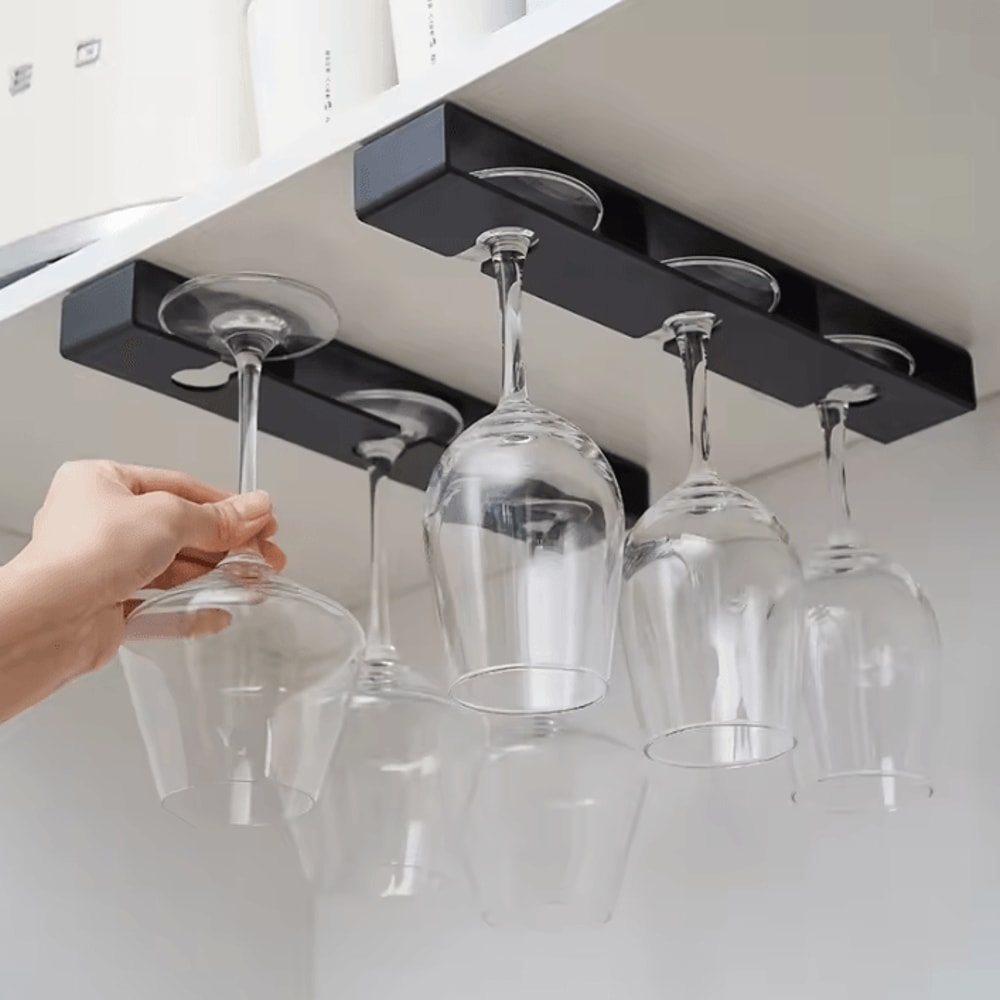 Under Cabinet Wine Glass Hanging Rack For Kitchen Bar Storage 0