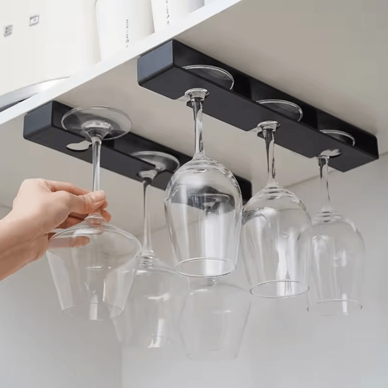 Under Cabinet Wine Glass Hanging Rack For Kitchen Bar Storage 0