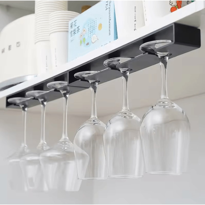 Under Cabinet Wine Glass Hanging Rack For Kitchen Bar Storage 1