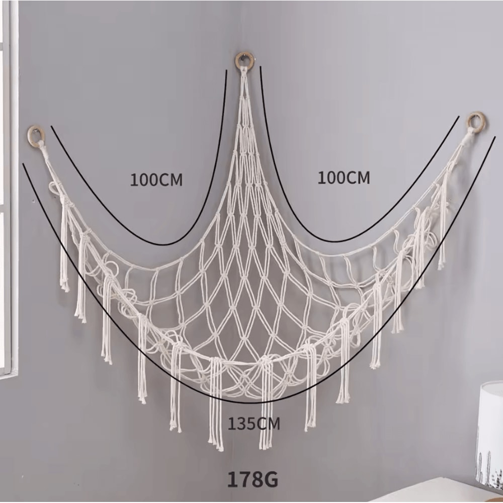 Cotton Rope Toy Hammock Storage Net For Stuffed Animals Kids Rooms 4