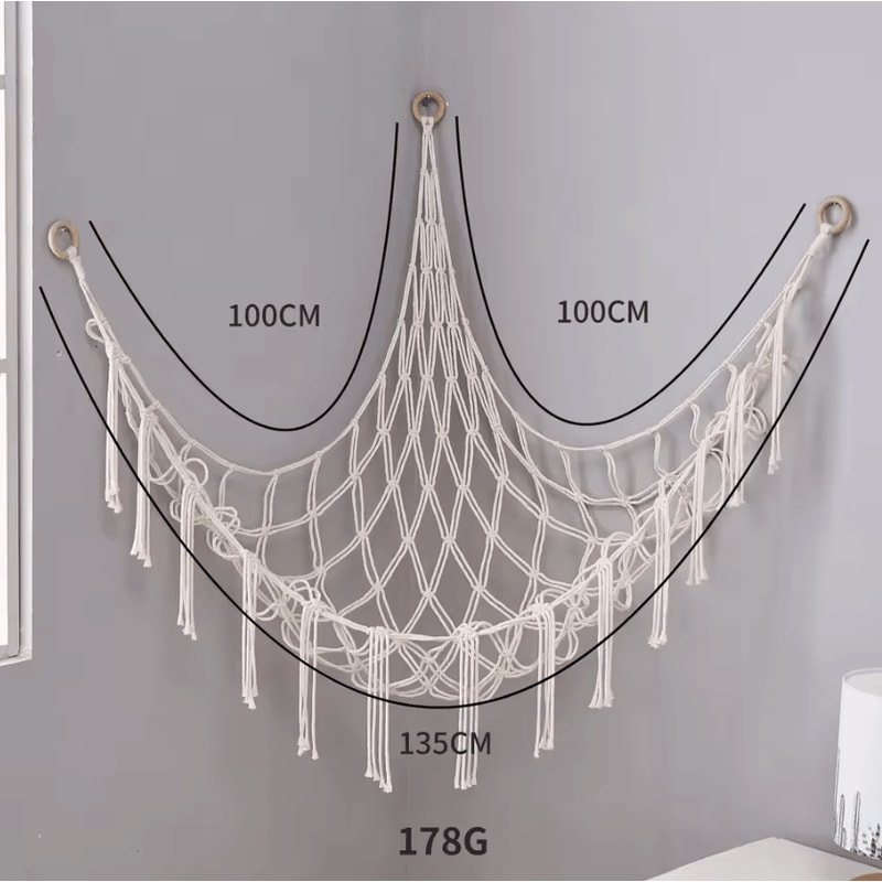 Cotton Rope Toy Hammock Storage Net For Stuffed Animals Kids Rooms 4