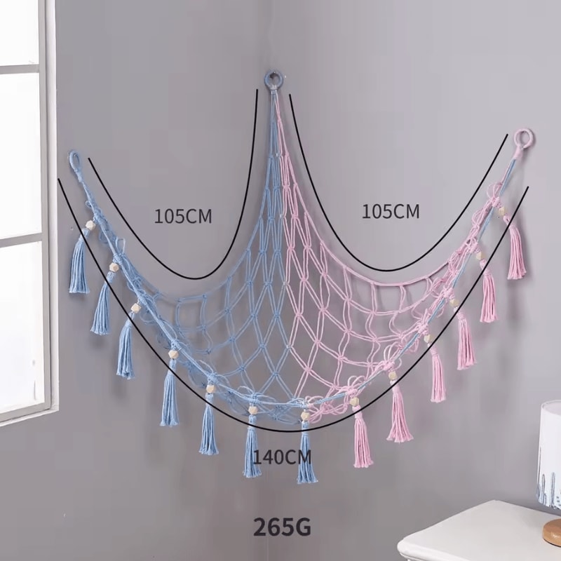 Cotton Rope Toy Hammock Storage Net For Stuffed Animals Kids Rooms 6