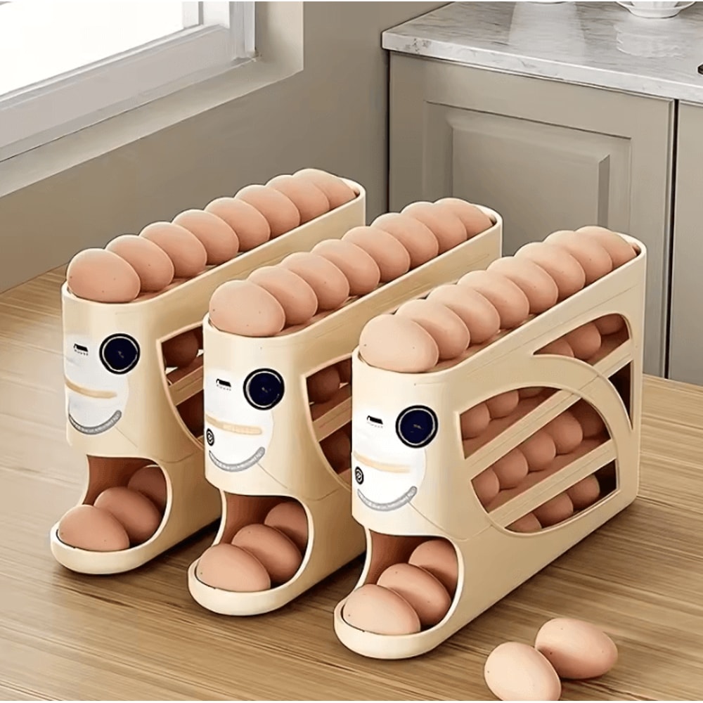 3Tier Rolling Egg Organizer For Refrigerator Kitchen Storage 0