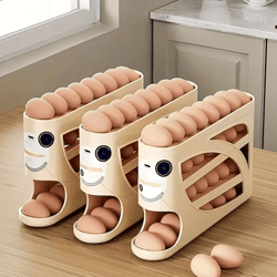 3-tier rolling egg organizer for refrigerator & kitchen storage