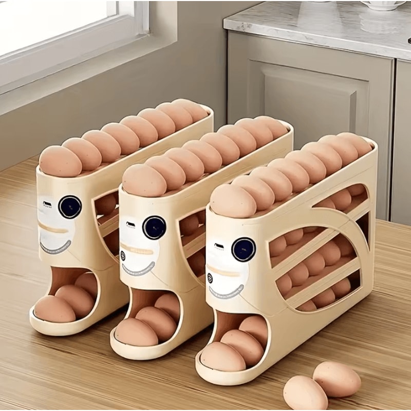 3Tier Rolling Egg Organizer For Refrigerator Kitchen Storage 0