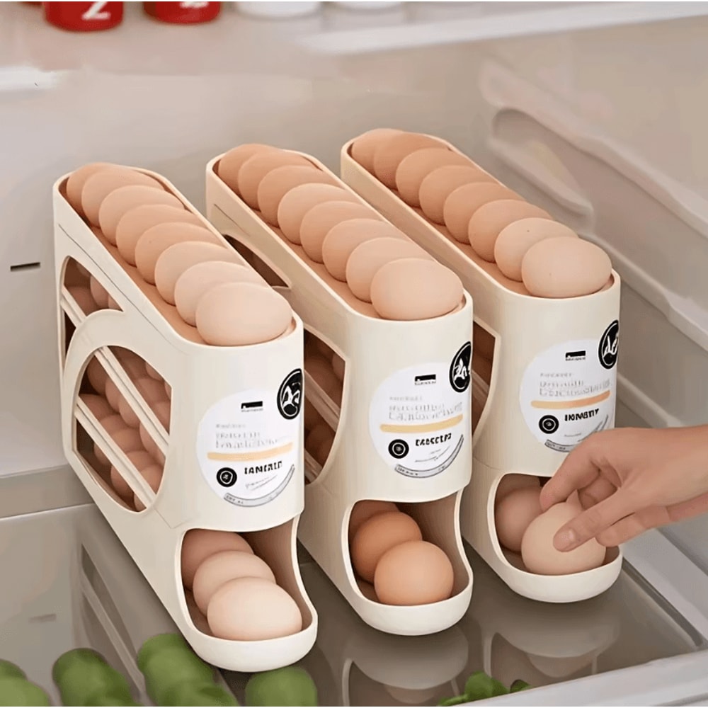 3Tier Rolling Egg Organizer For Refrigerator Kitchen Storage 1