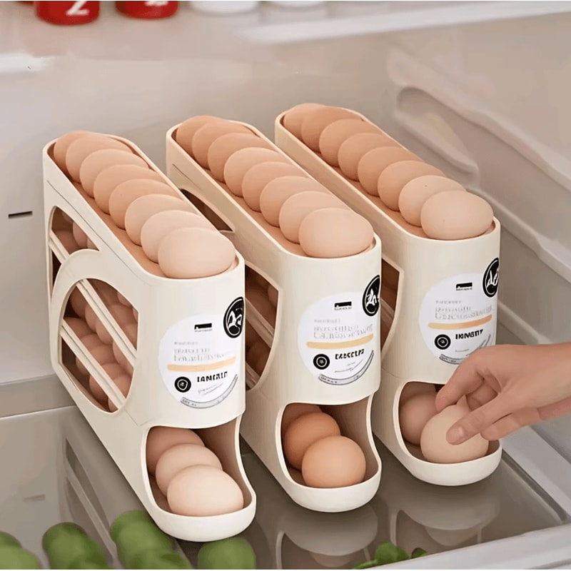 3Tier Rolling Egg Organizer For Refrigerator Kitchen Storage 1