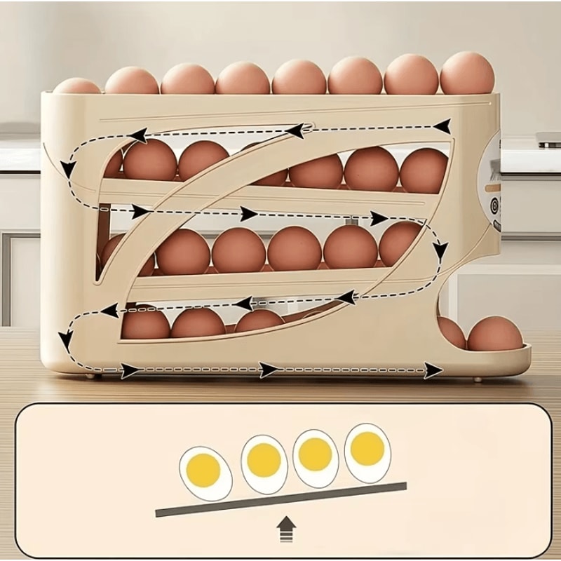 3Tier Rolling Egg Organizer For Refrigerator Kitchen Storage 2