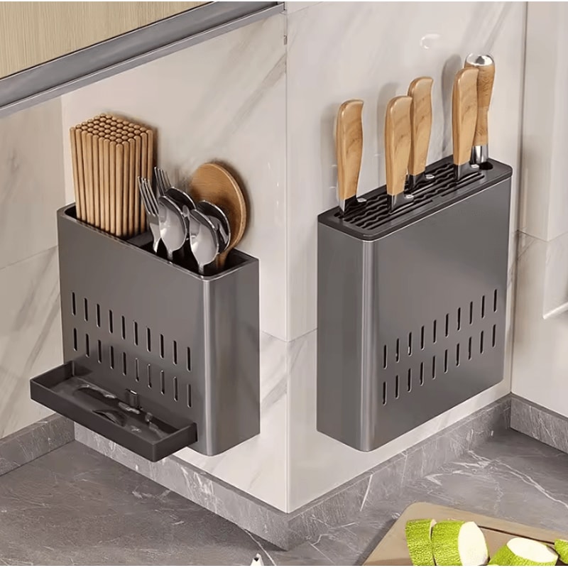 Wall Mounted Chopsticks Utensil Holder Rack For Kitchen Organization 0