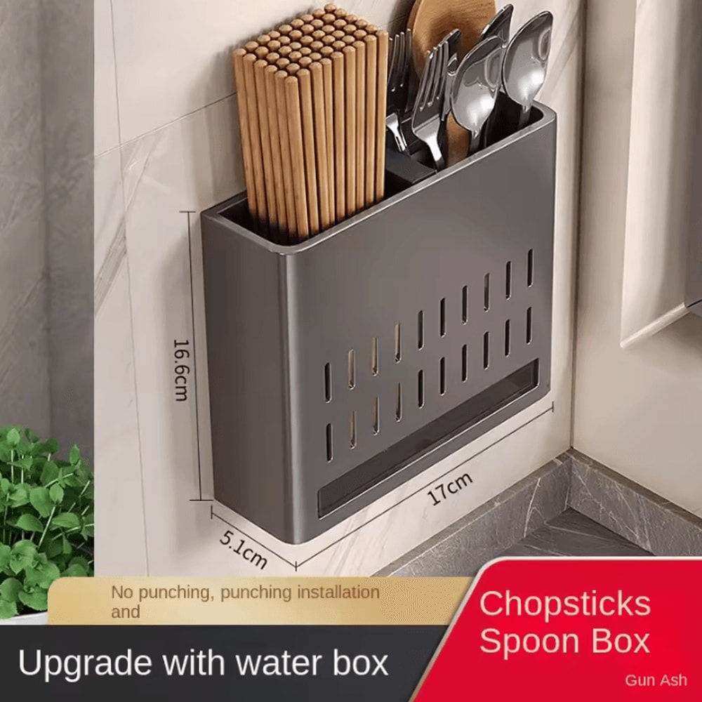 Wall Mounted Chopsticks Utensil Holder Rack For Kitchen Organization 3