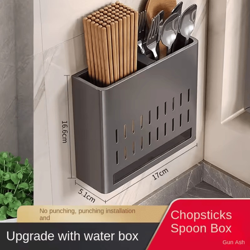 Wall Mounted Chopsticks Utensil Holder Rack For Kitchen Organization 3