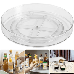 rotating clear turntable organizer for kitchen, makeup & bathroom storage