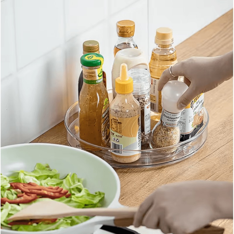 Rotating Clear Turntable Organizer For Kitchen Makeup Bathroom Storage 1