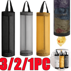 wall mounted grocery bag holder & plastic bag dispenser for kitchen organization