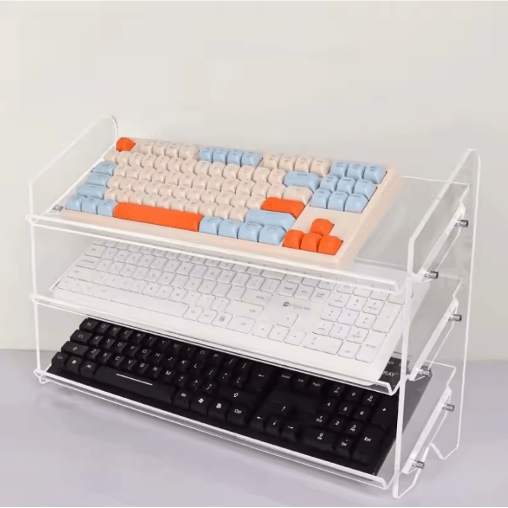 Acrylic Mechanical Keyboard Mouse Display Stand With Dustproof Storage 0