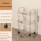 Light Luxury Transparent Acrylic Rolling Storage Cart With Hanging Baskets 6