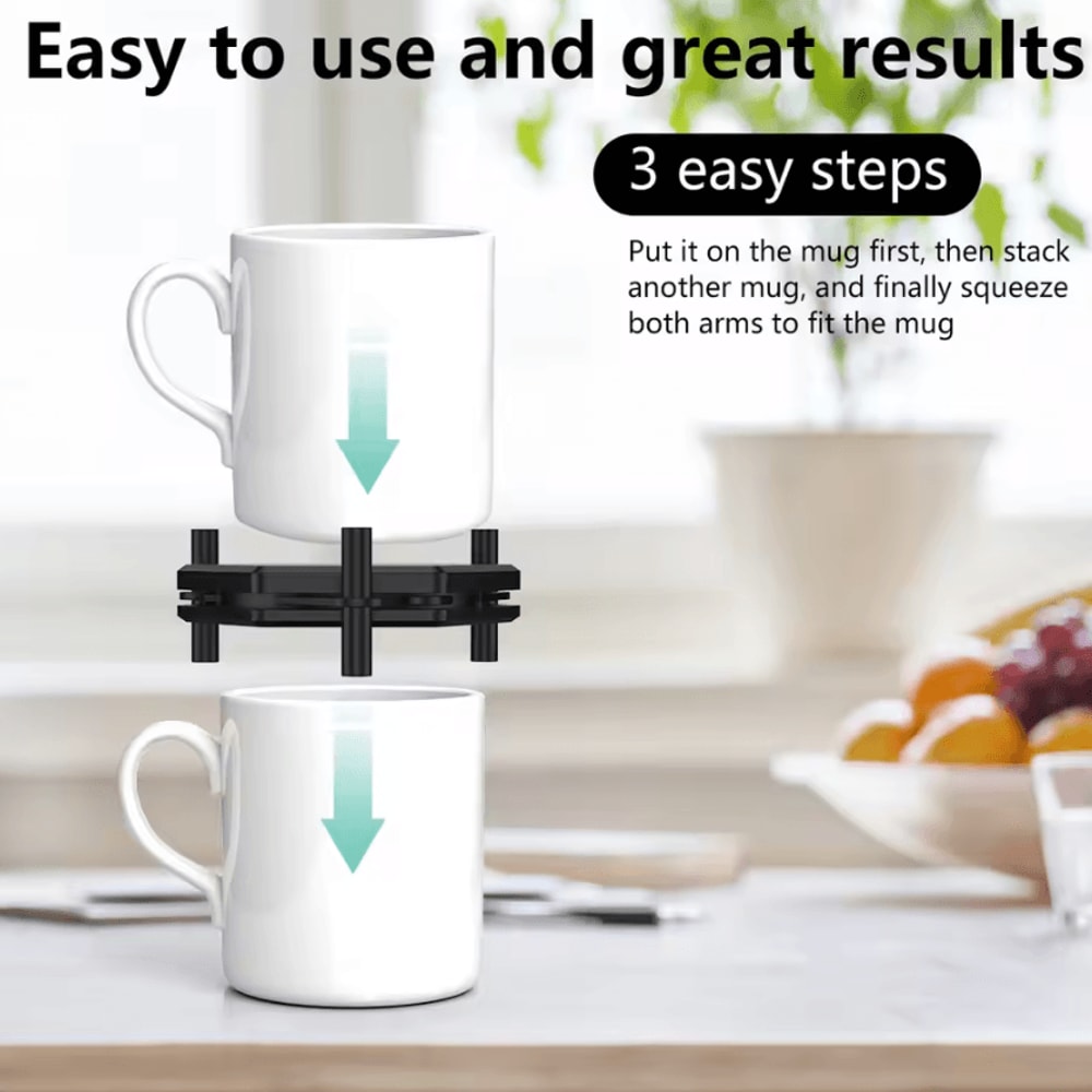 Adjustable Stackable Coffee Mug Organizer For Cabinet Storage 2