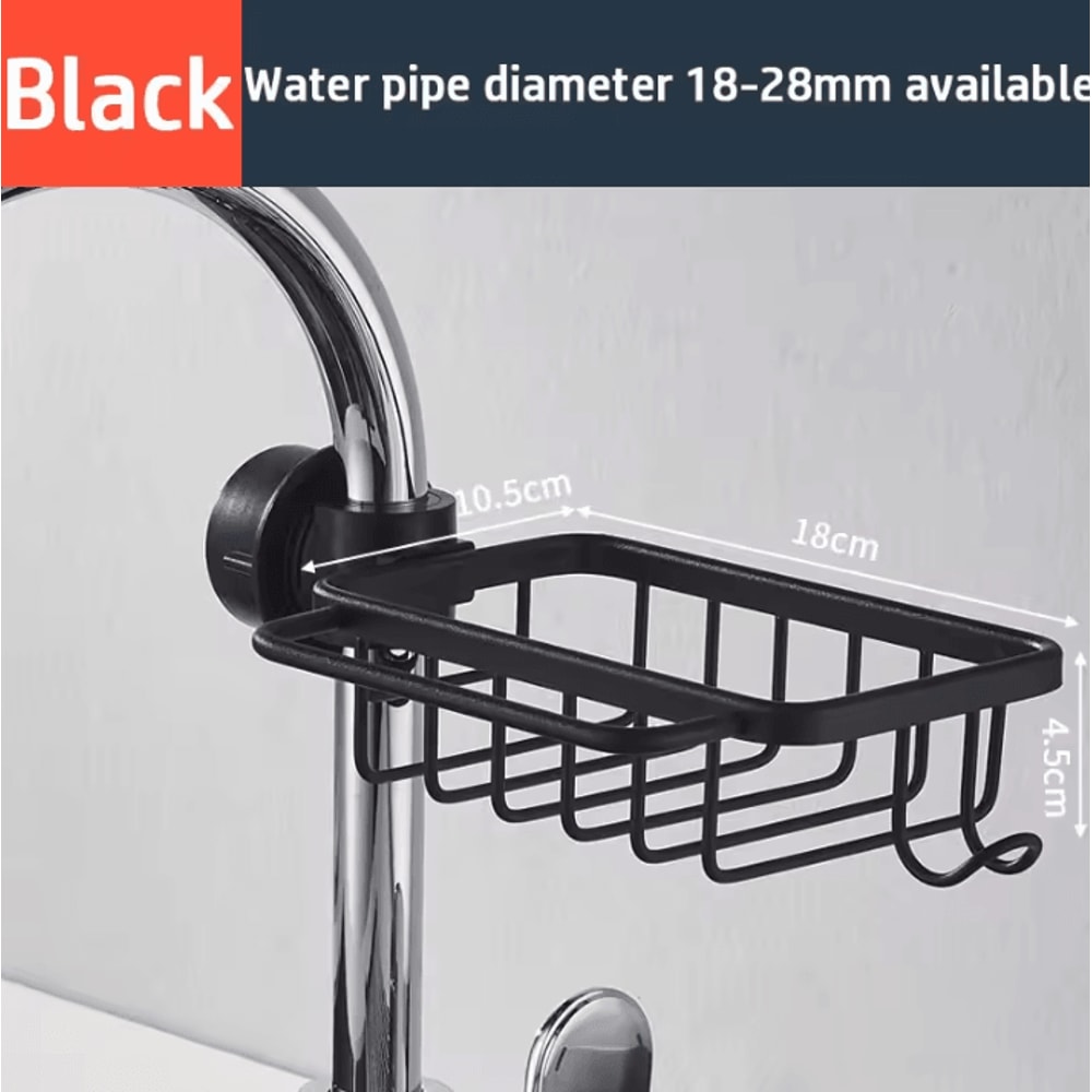 Space Aluminum Kitchen Sink Organizer Rack With Sponge Soap Holder 6