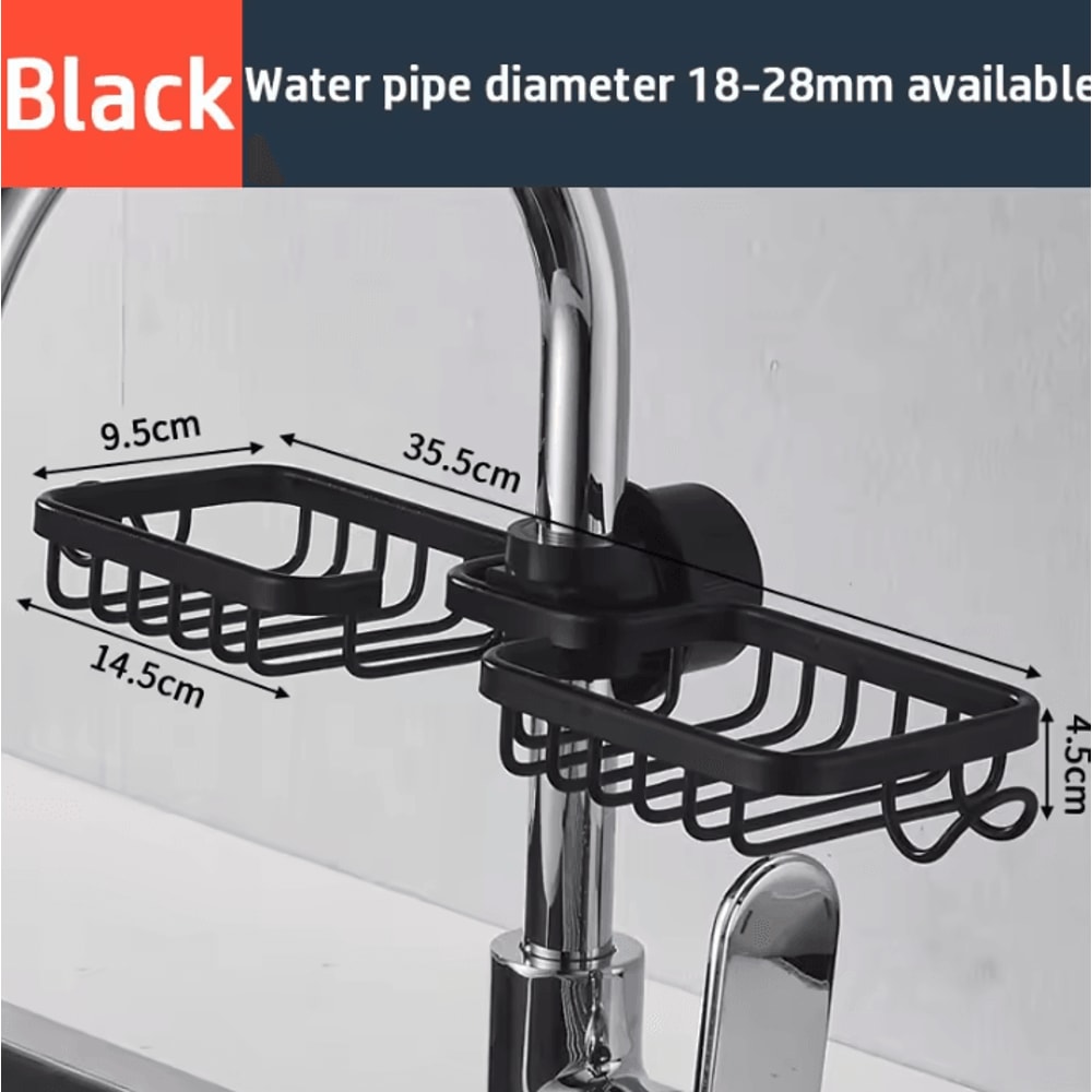 Space Aluminum Kitchen Sink Organizer Rack With Sponge Soap Holder 8
