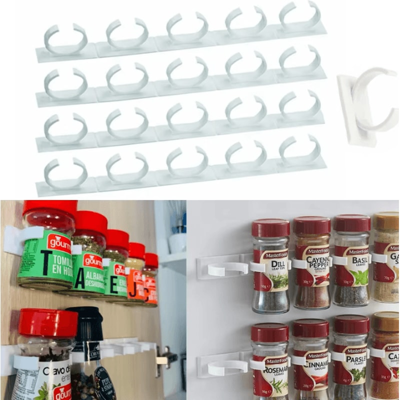 Wall Mount Spice Clip Organizer Rack For Kitchen Storage 0