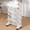 5Layer Rolling Bookshelf Organizer With Rotatable Storage Trolley 0