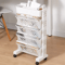 5Layer Rolling Bookshelf Organizer With Rotatable Storage Trolley 0