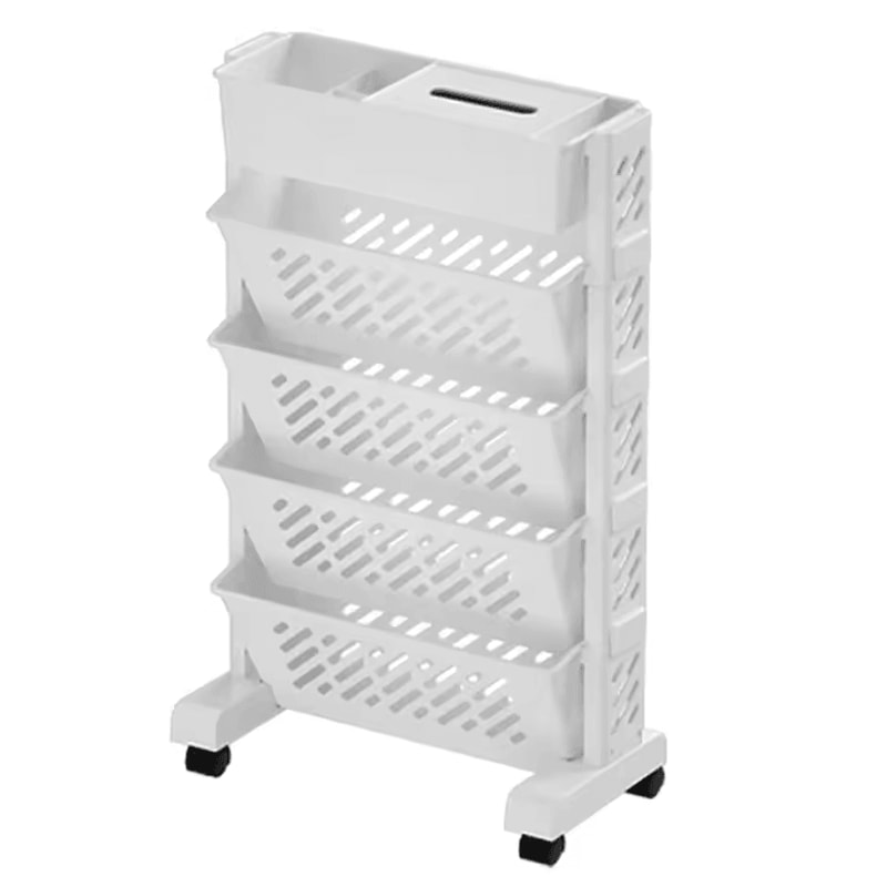 5Layer Rolling Bookshelf Organizer With Rotatable Storage Trolley 4