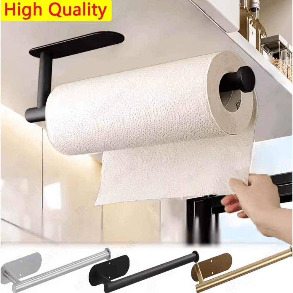 Adhesive Paper Towel Holder Rack For Kitchen Bathroom Organization 0