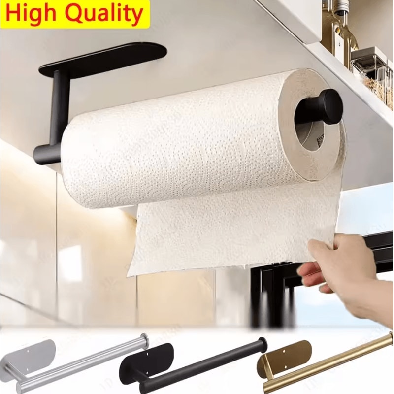 Adhesive Paper Towel Holder Rack For Kitchen Bathroom Organization 0