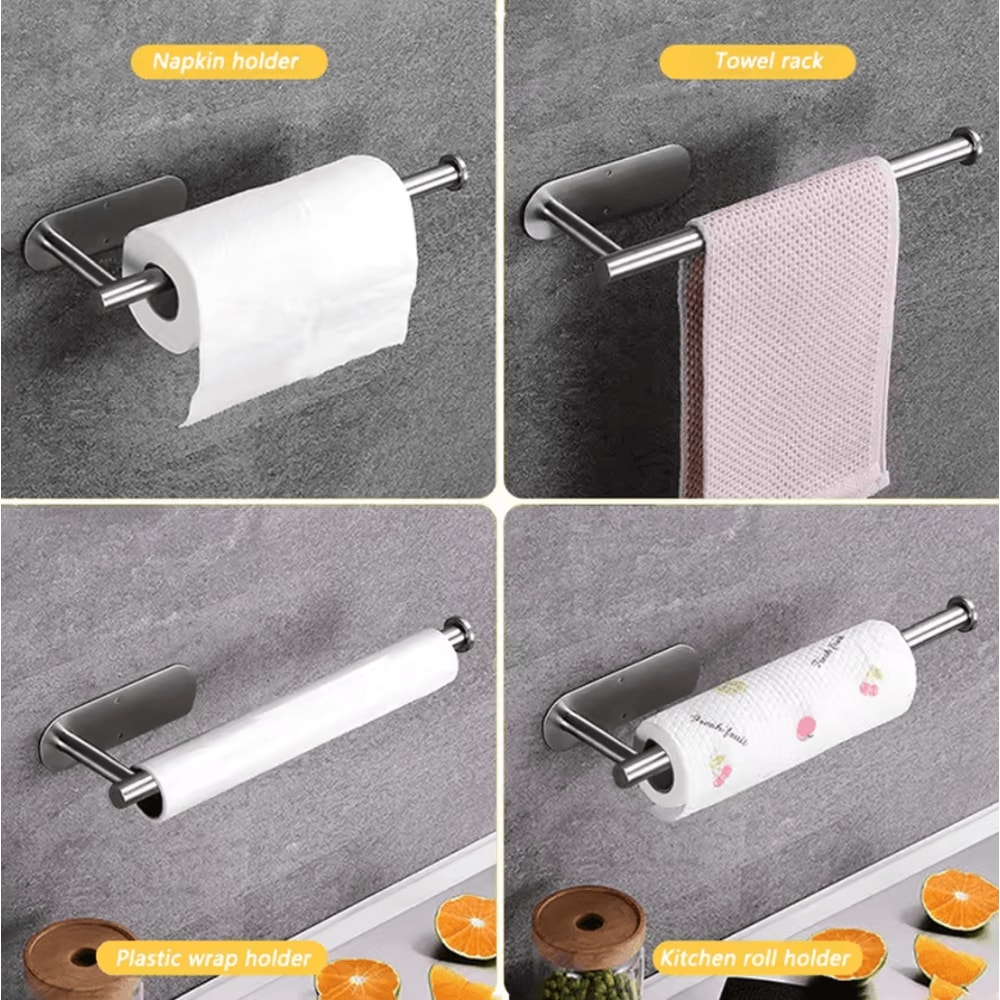 Adhesive Paper Towel Holder Rack For Kitchen Bathroom Organization 1