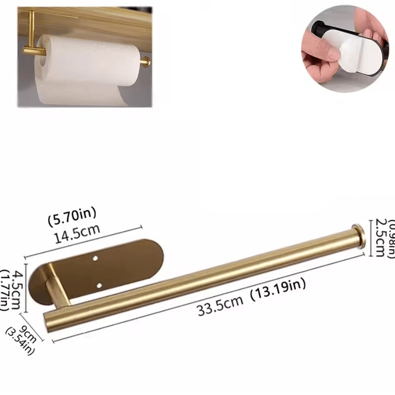 Adhesive Paper Towel Holder Rack For Kitchen Bathroom Organization 4