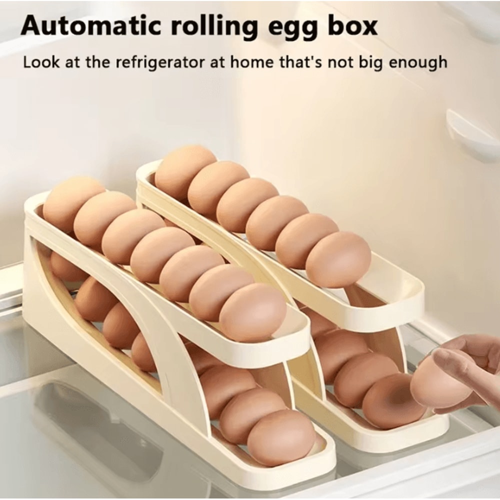 Automatic Rolling Egg Dispenser For Refrigerator Storage Organization 0