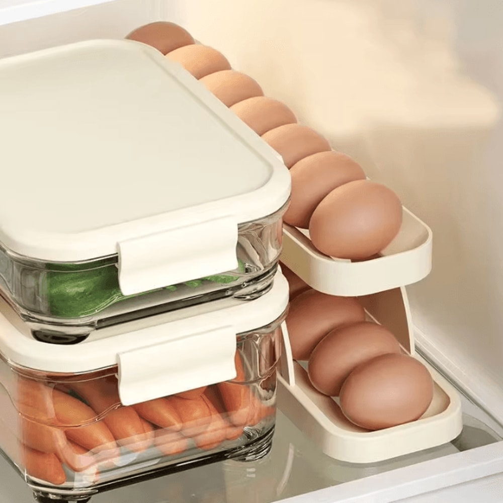 Automatic Rolling Egg Dispenser For Refrigerator Storage Organization 2