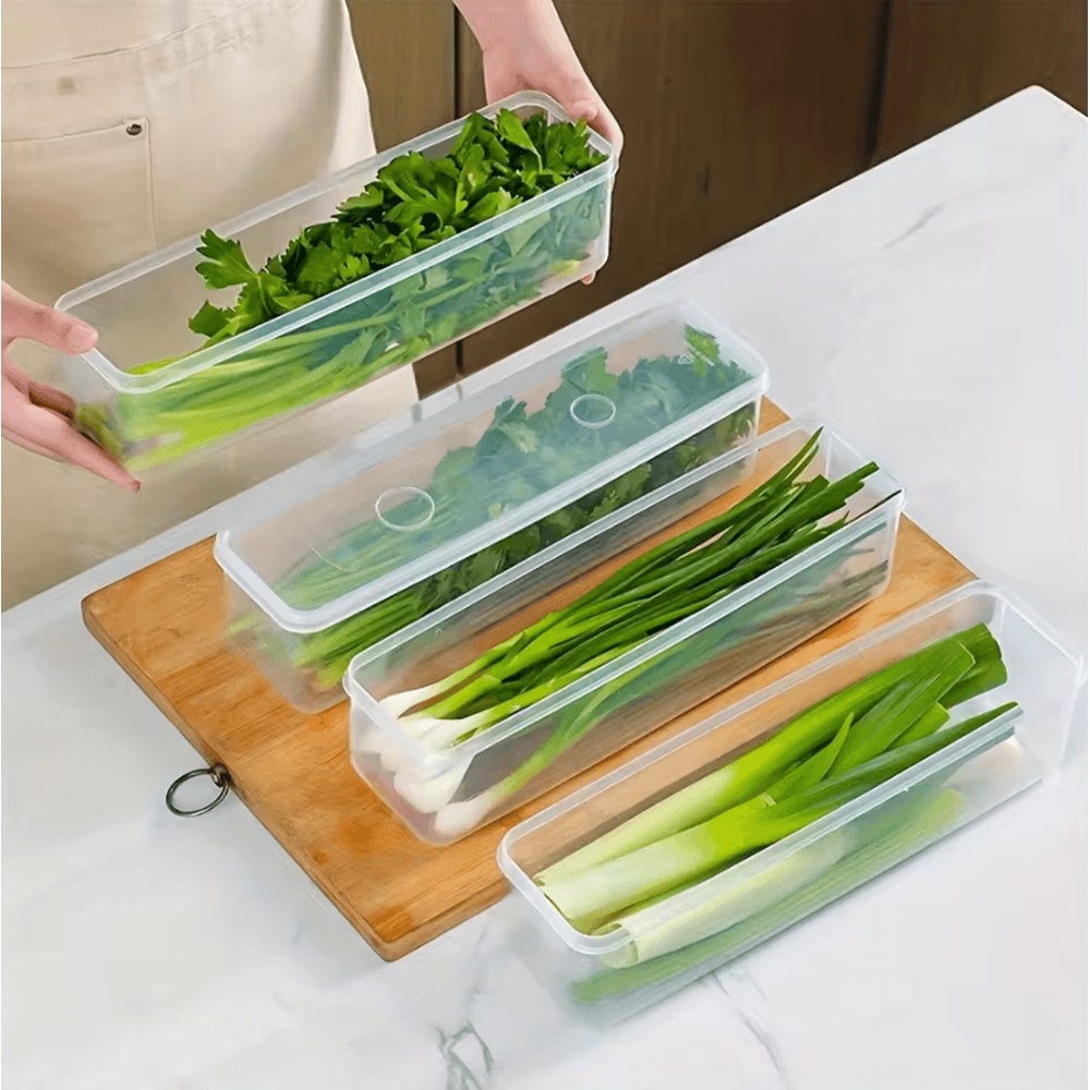 Long Rectangular Vegetable Storage Containers For Refrigerator Organization 2