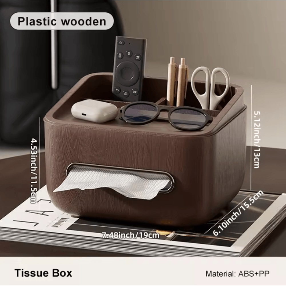 MultiFunctional Desktop Tissue Box Organizer With Storage Compartments 4