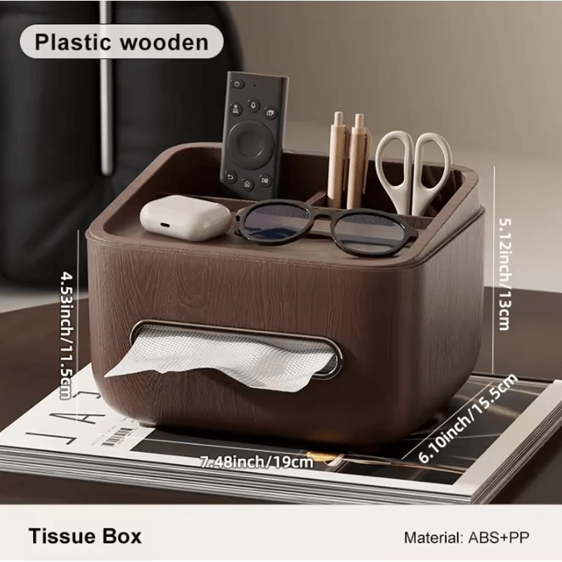MultiFunctional Desktop Tissue Box Organizer With Storage Compartments 4