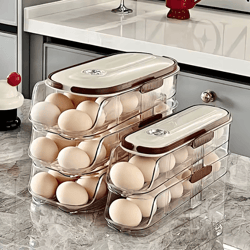 automatic rolling egg holder rack for refrigerator & kitchen storage
