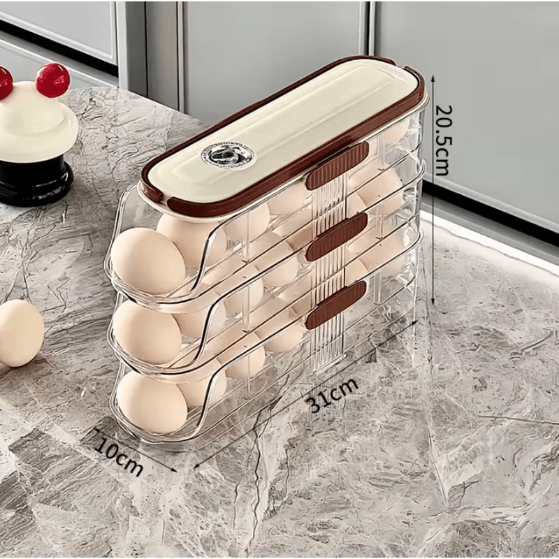 Automatic Rolling Egg Holder Rack For Refrigerator Kitchen Storage 1