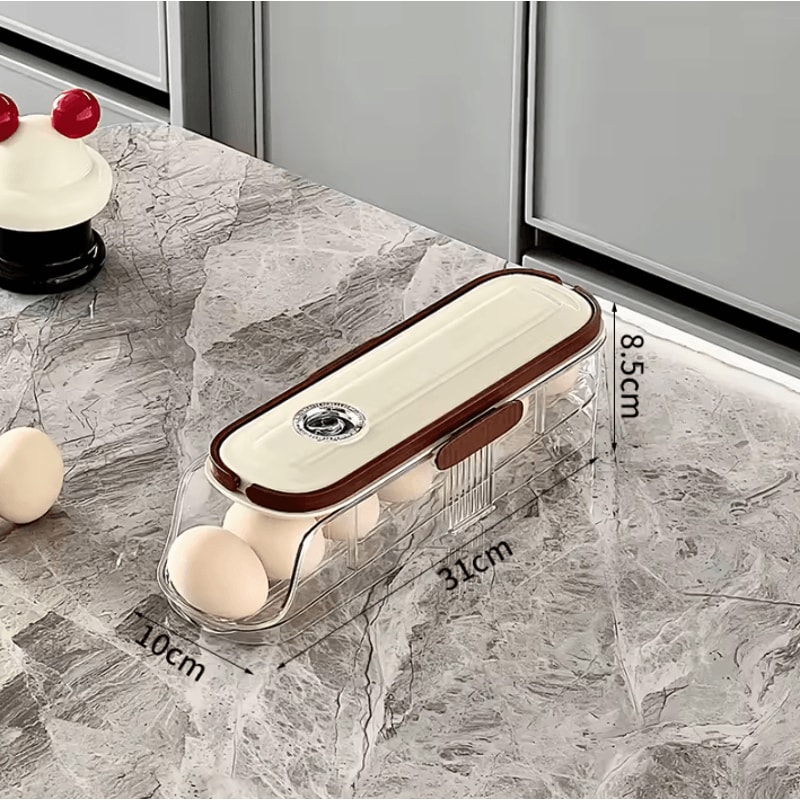 Automatic Rolling Egg Holder Rack For Refrigerator Kitchen Storage 2