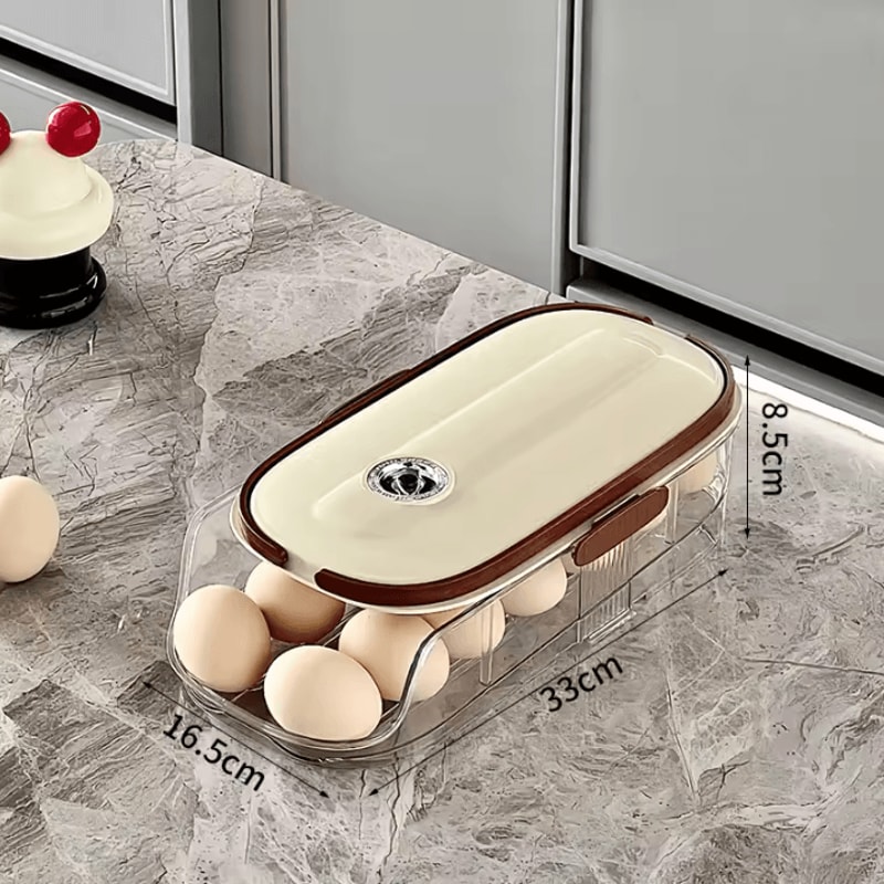 Automatic Rolling Egg Holder Rack For Refrigerator Kitchen Storage 4