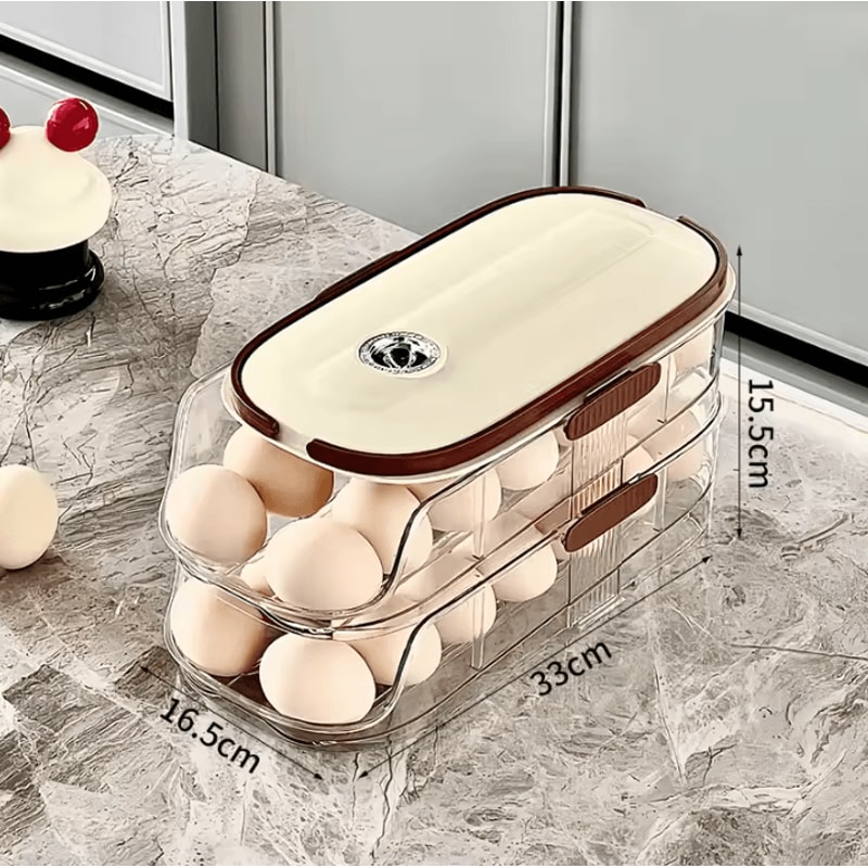 Automatic Rolling Egg Holder Rack For Refrigerator Kitchen Storage 5