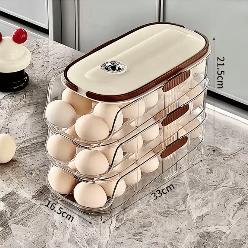 Automatic Rolling Egg Holder Rack For Refrigerator Kitchen Storage 6