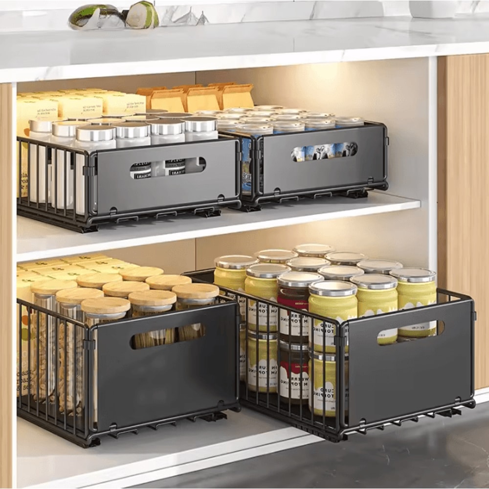 Foldable PullOut Storage Rack Organizer For Kitchen Snack Storage 0