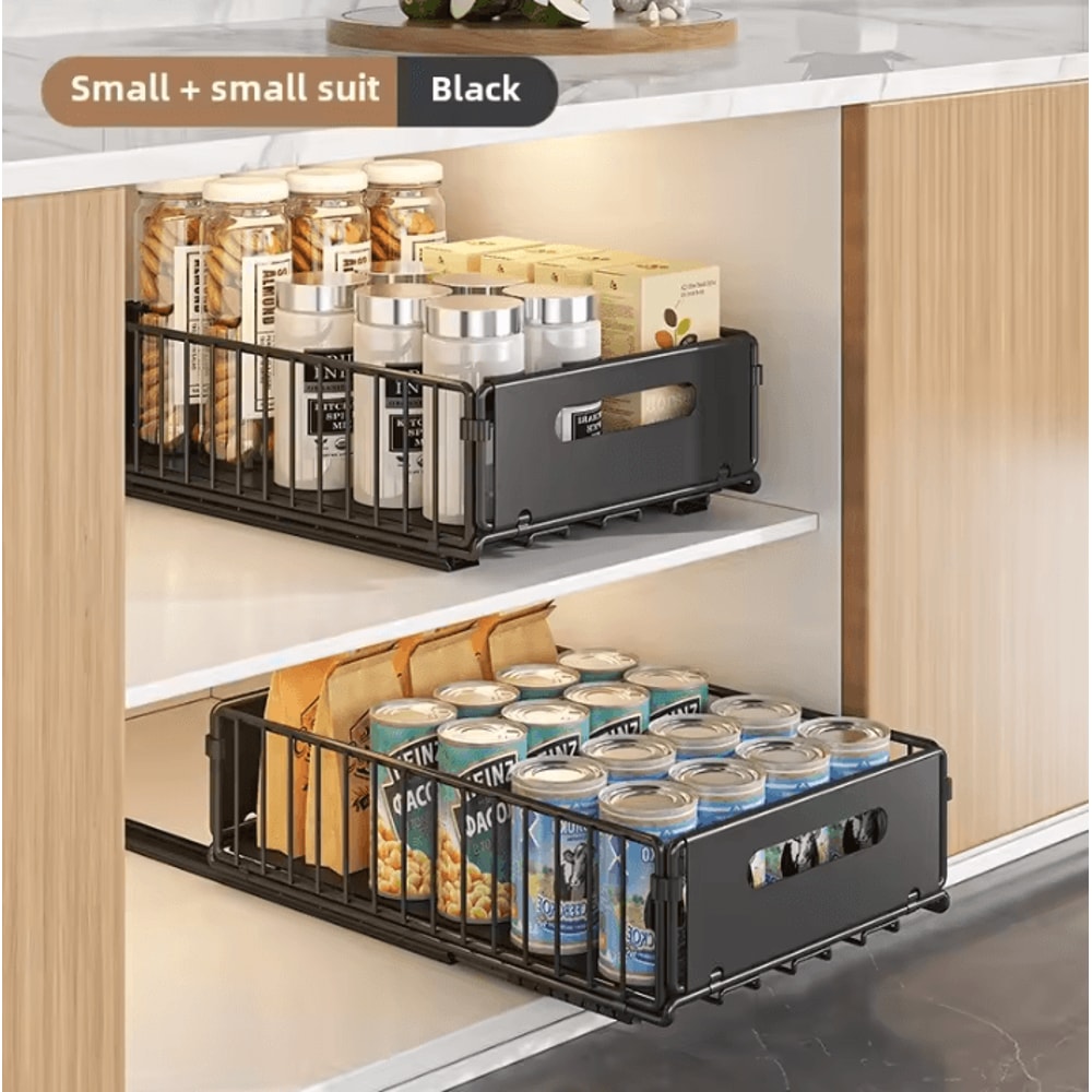 Foldable PullOut Storage Rack Organizer For Kitchen Snack Storage 3