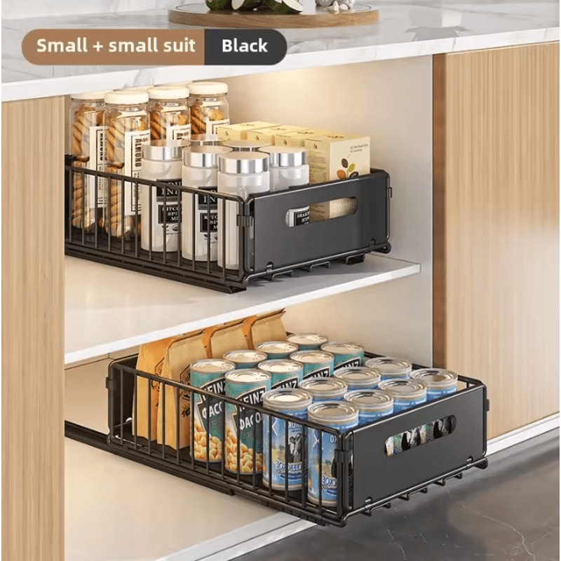Foldable PullOut Storage Rack Organizer For Kitchen Snack Storage 3