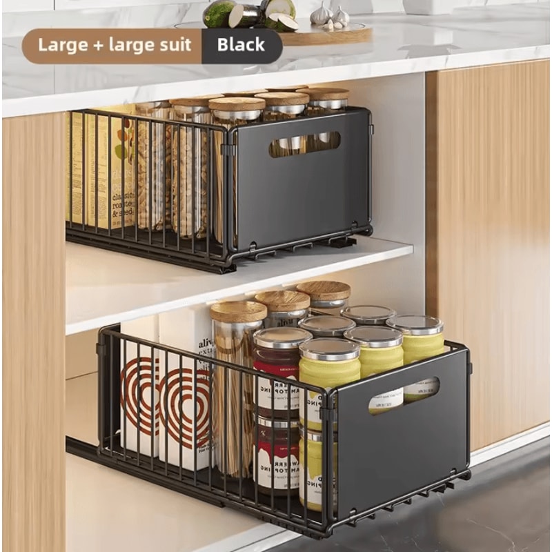 Foldable PullOut Storage Rack Organizer For Kitchen Snack Storage 5