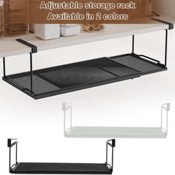 extendable under cabinet storage basket for kitchen & desk organization