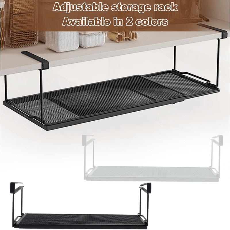 Extendable Under Cabinet Storage Basket For Kitchen Desk Organization 0
